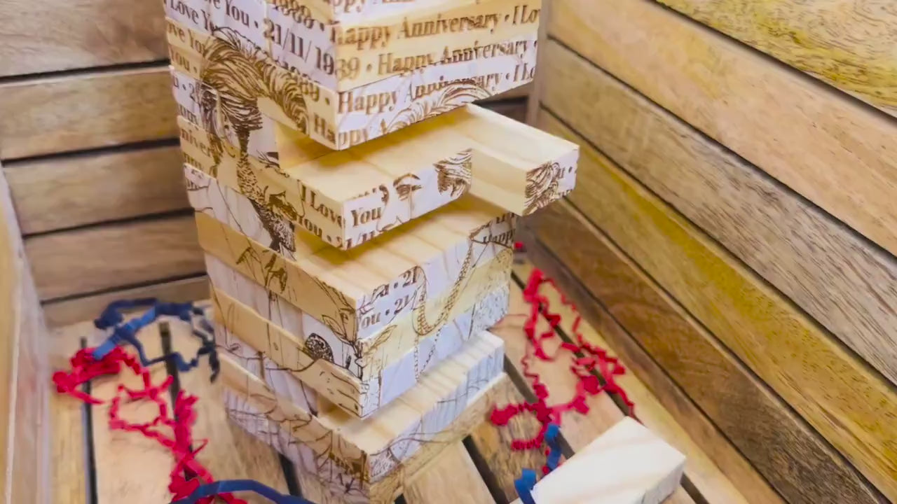 Personalized Photo Tumbling Tower Puzzle | Engraved Wooden Keepsake