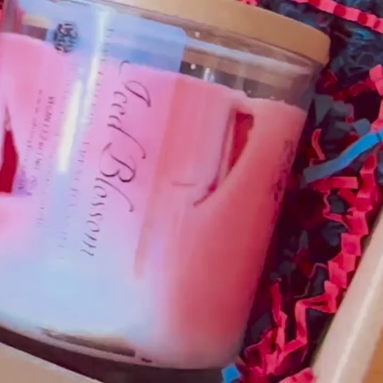 Iced Blossom Candle Set & Scissors | Engraved Lid |