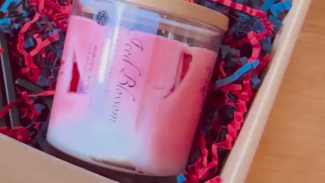 Iced Blossom Candle Set & Scissors | Engraved Lid |