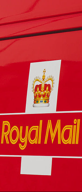 Royal Mail logo on a red vehicle